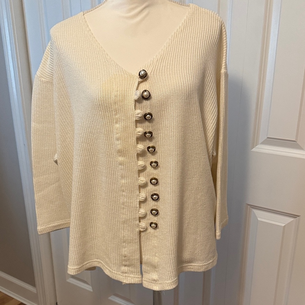 Elegant Cream Button-Up Cardigan